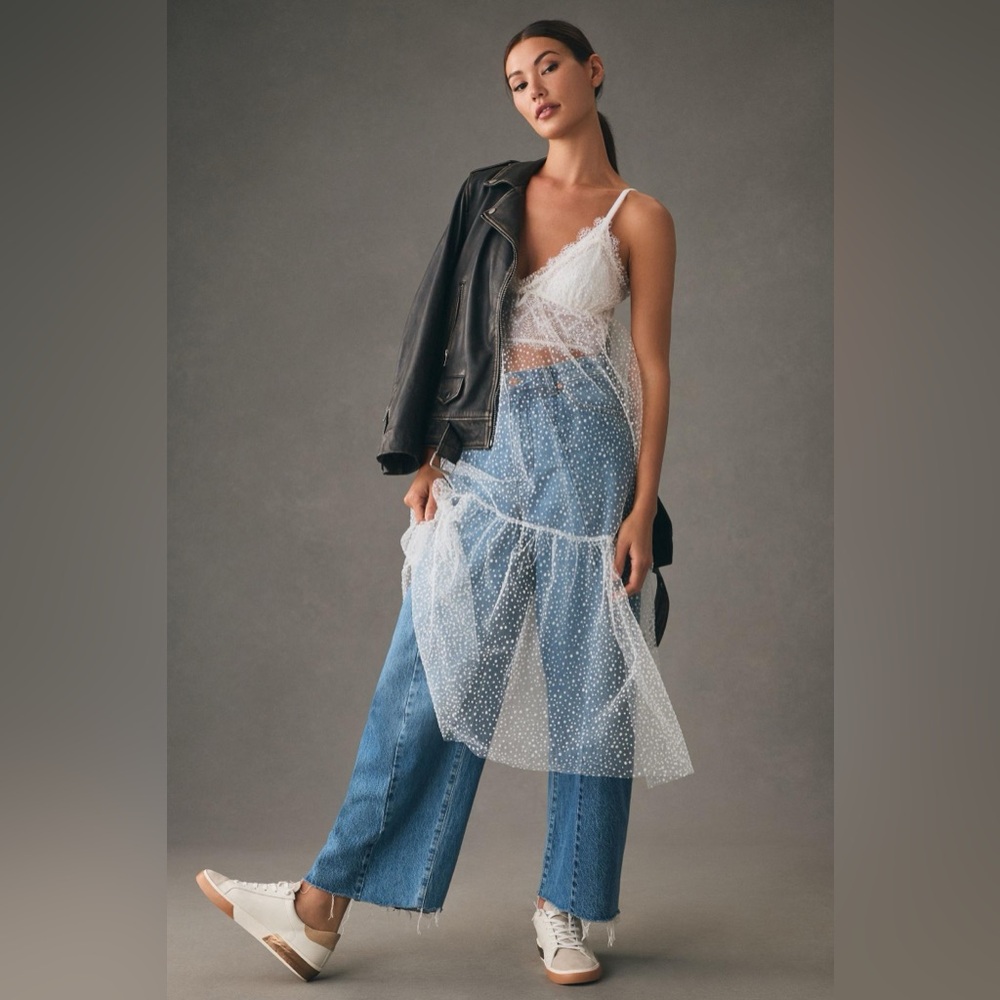 Anthropologie Sheer Dot Tulle Slip
